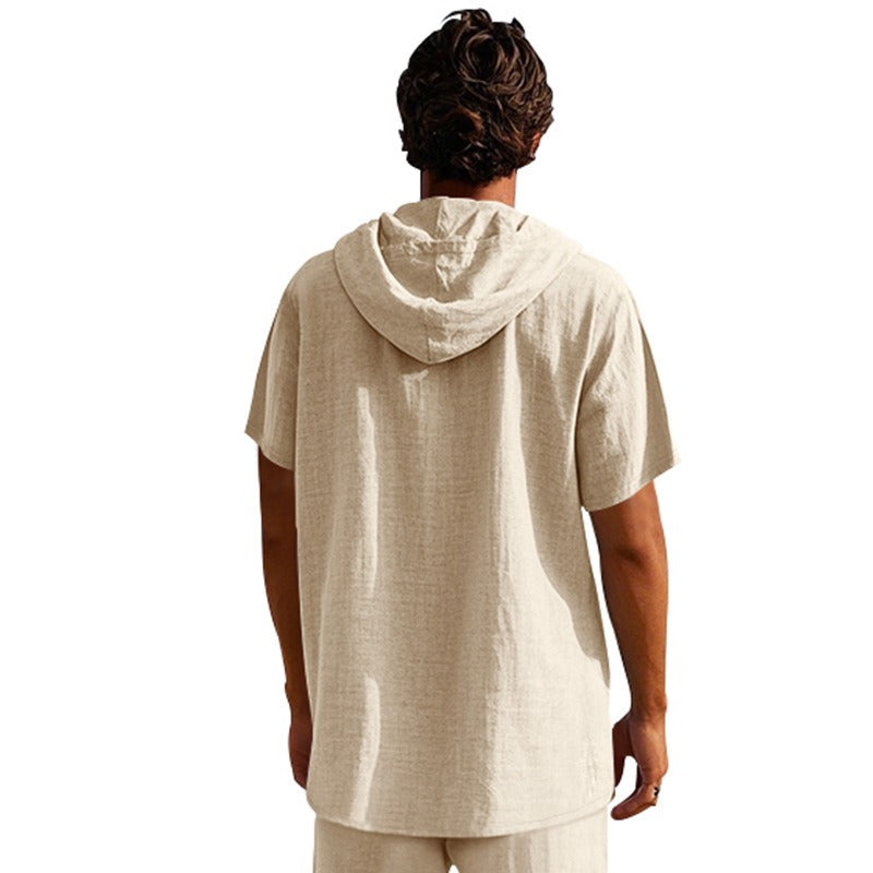 Men’s Casual Linen Hoodie Shirt – Lightweight, Casual & Coastal Cool | YH-CW15