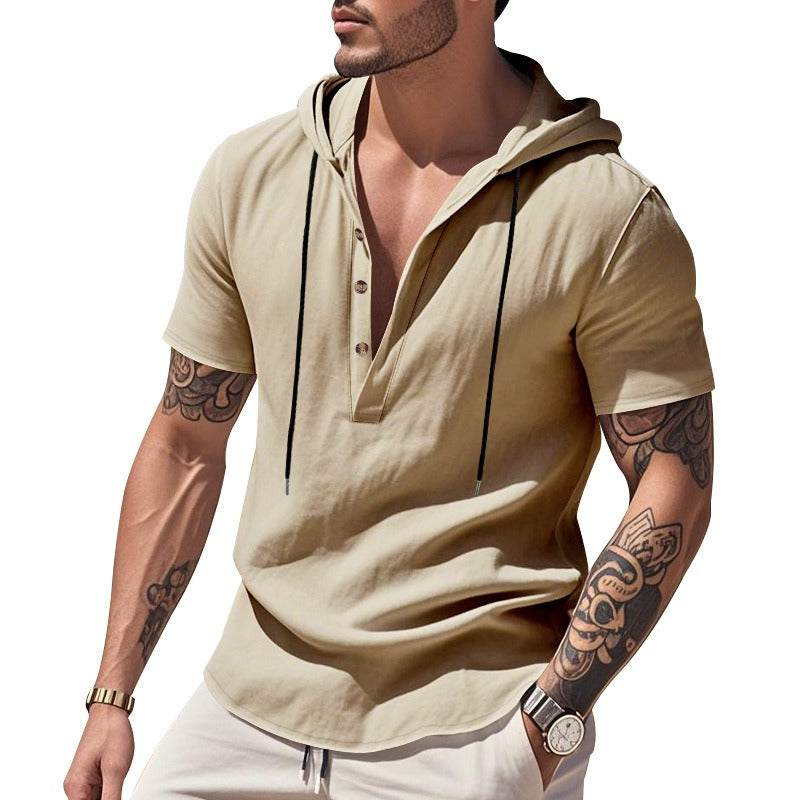 Men’s Casual Linen Hoodie Shirt – Lightweight, Casual & Coastal Cool | YH-CW15