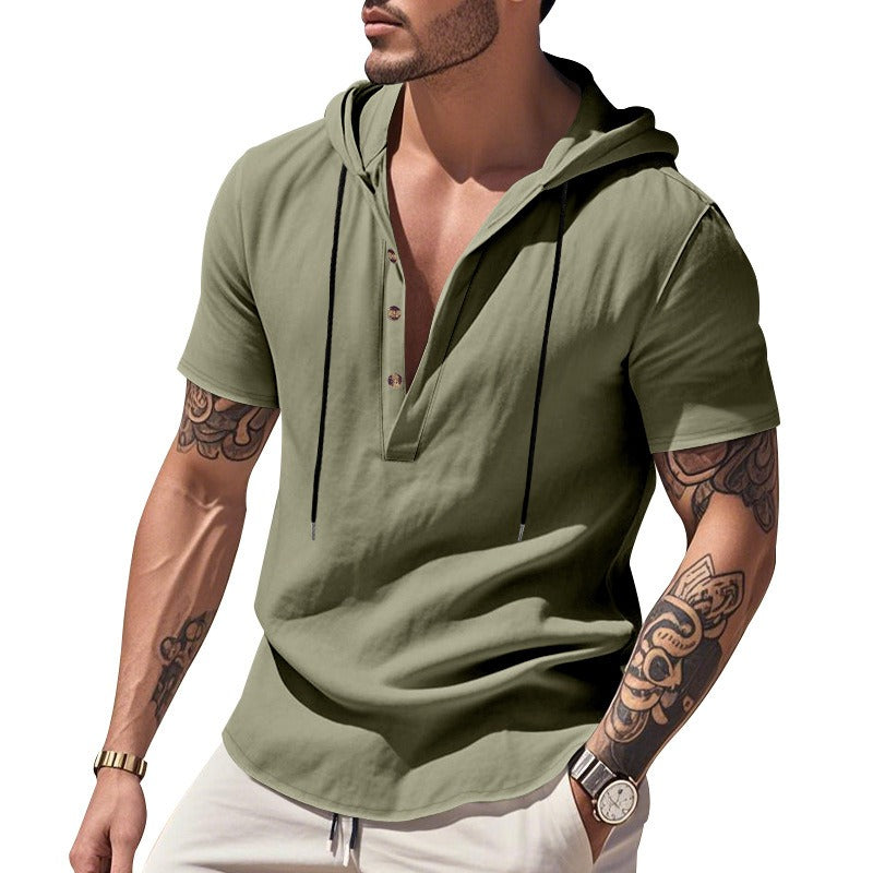 Men’s Casual Linen Hoodie Shirt – Lightweight, Casual & Coastal Cool | YH-CW15