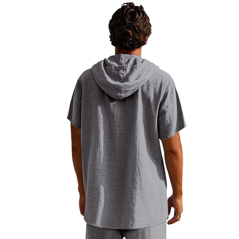 Men’s Casual Linen Hoodie Shirt – Lightweight, Casual & Coastal Cool | YH-CW15