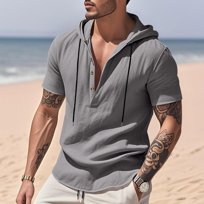 Men’s Casual Linen Hoodie Shirt – Lightweight, Casual & Coastal Cool | YH-CW15
