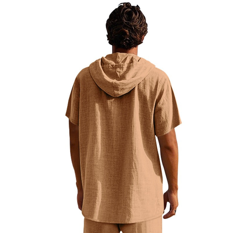 Men’s Casual Linen Hoodie Shirt – Lightweight, Casual & Coastal Cool | YH-CW15