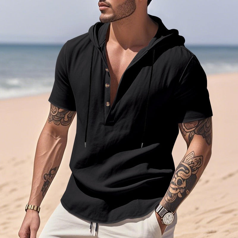 Men’s Casual Linen Hoodie Shirt – Lightweight, Casual & Coastal Cool | YH-CW15