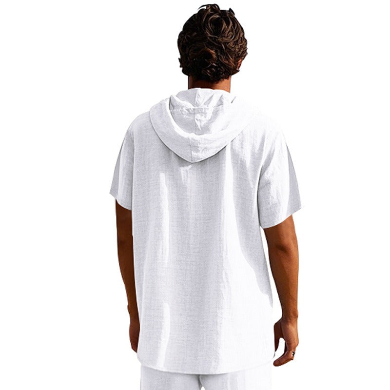 Men’s Casual Linen Hoodie Shirt – Lightweight, Casual & Coastal Cool | YH-CW15