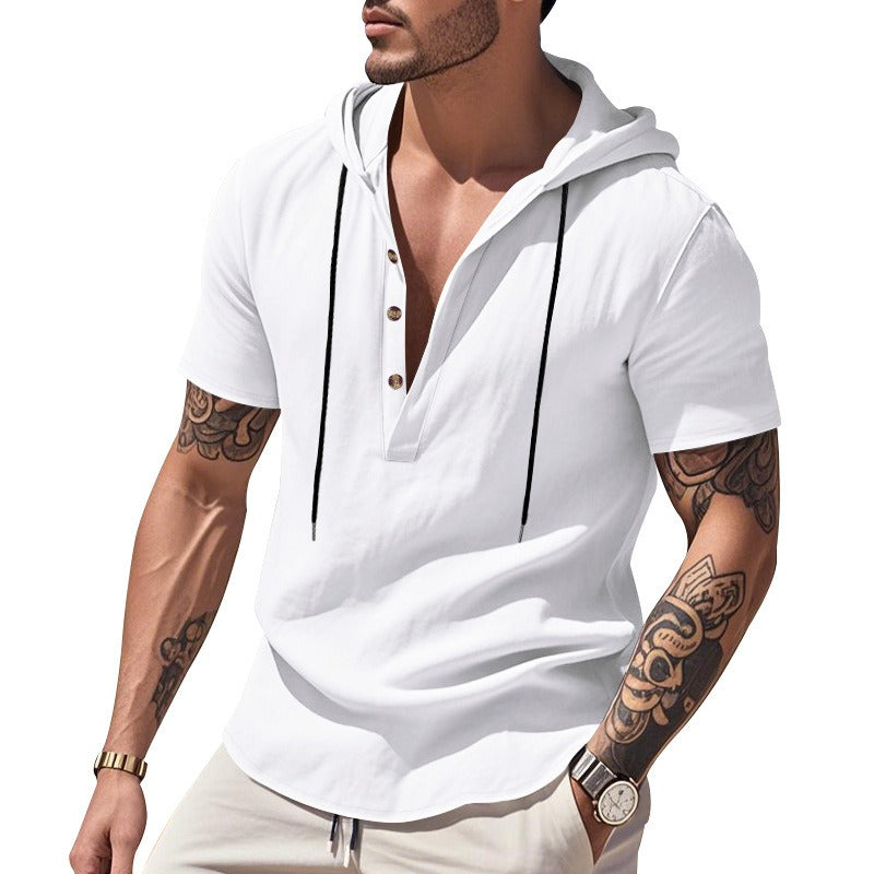 Men’s Casual Linen Hoodie Shirt – Lightweight, Casual & Coastal Cool | YH-CW15