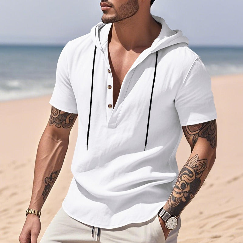 Men’s Casual Linen Hoodie Shirt – Lightweight, Casual & Coastal Cool | YH-CW15
