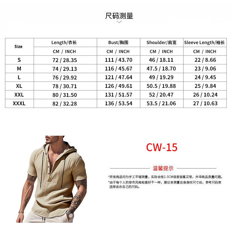 Men’s Casual Linen Hoodie Shirt – Lightweight, Casual & Coastal Cool | YH-CW15