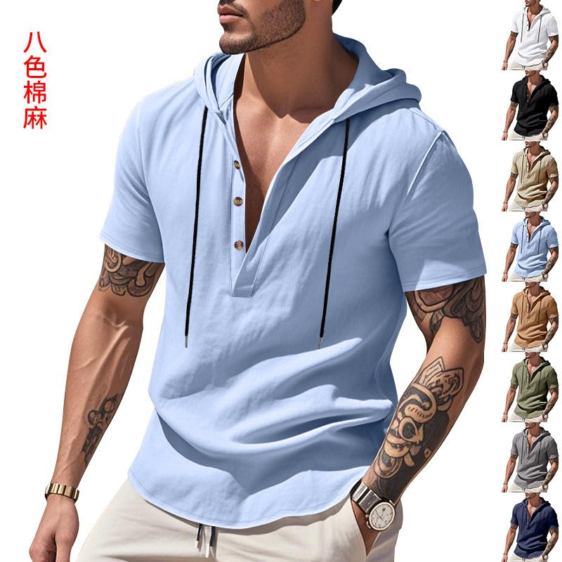Men’s Casual Linen Hoodie Shirt – Lightweight, Casual & Coastal Cool | YH-CW15