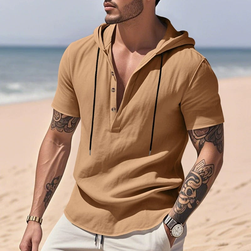 Men’s Casual Linen Hoodie Shirt – Lightweight, Casual & Coastal Cool | YH-CW15