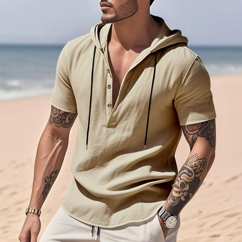 Men’s Casual Linen Hoodie Shirt – Lightweight, Casual & Coastal Cool | YH-CW15
