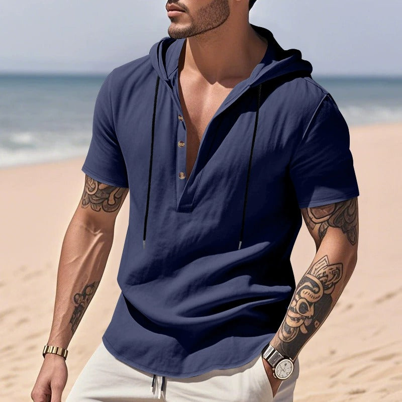 Men’s Casual Linen Hoodie Shirt – Lightweight, Casual & Coastal Cool | YH-CW15