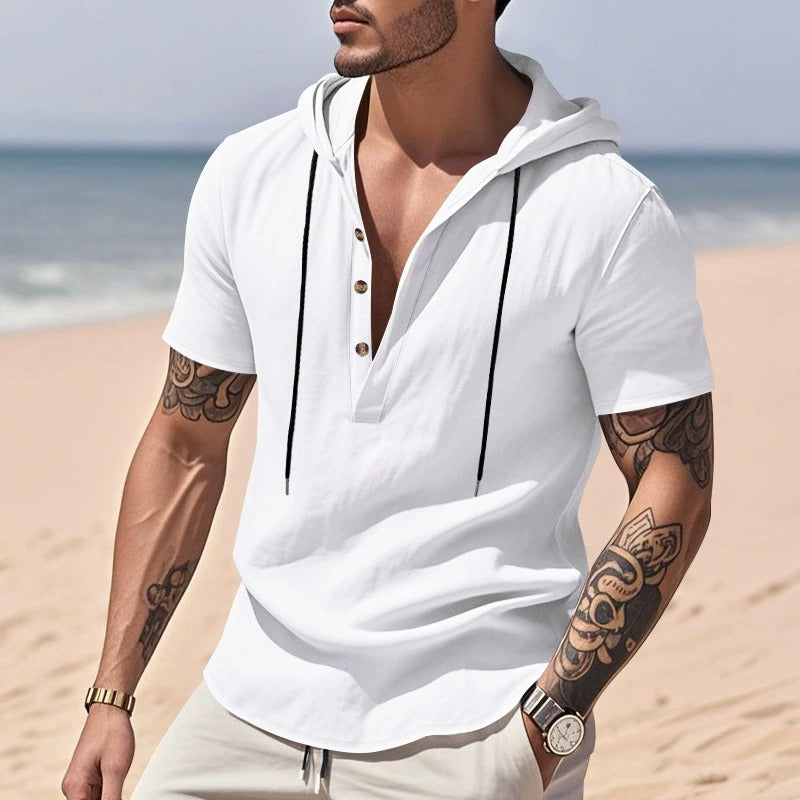 Men’s Casual Linen Hoodie Shirt – Lightweight, Casual & Coastal Cool | YH-CW15