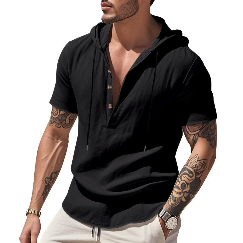 Men’s Casual Linen Hoodie Shirt – Lightweight, Casual & Coastal Cool | YH-CW15