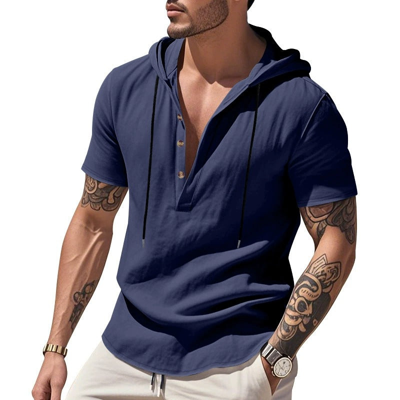Men’s Casual Linen Hoodie Shirt – Lightweight, Casual & Coastal Cool | YH-CW15
