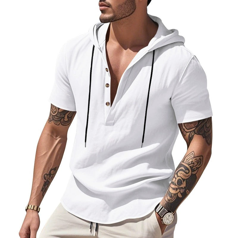 Men’s Casual Linen Hoodie Shirt – Lightweight, Casual & Coastal Cool | YH-CW15