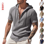 Men’s Casual Linen Hoodie Shirt – Lightweight, Casual & Coastal Cool | YH-CW15