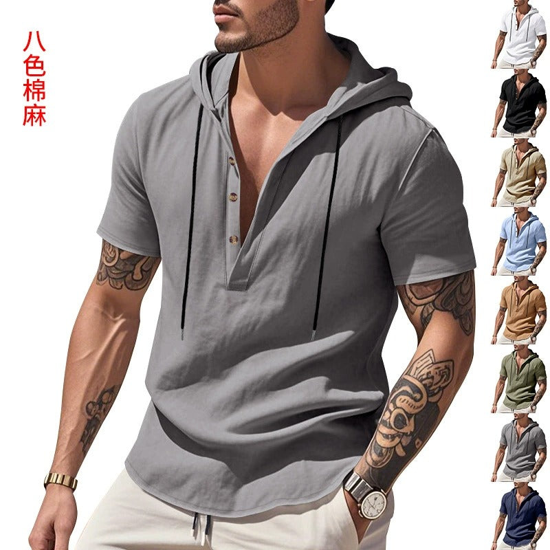 Men’s Casual Linen Hoodie Shirt – Lightweight, Casual & Coastal Cool | YH-CW15