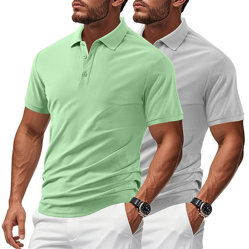 Men’s Summer Heavyweight Polo T-Shirt - Breathable Loose-Fit Casual Business Short Sleeve | YH-DS7