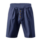 Men’s Linen Beach Shorts Washed Button Fly Relaxed Fit Five-Point Shorts | YH-WW9