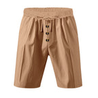 Men’s Linen Beach Shorts Washed Button Fly Relaxed Fit Five-Point Shorts | YH-WW9