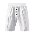 Men’s Linen Beach Shorts Washed Button Fly Relaxed Fit Five-Point Shorts | YH-WW9
