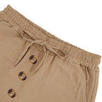 Men’s Linen Beach Shorts Washed Button Fly Relaxed Fit Five-Point Shorts | YH-WW9