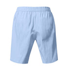 Men’s Linen Beach Shorts Washed Button Fly Relaxed Fit Five-Point Shorts | YH-WW9