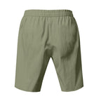 Men’s Linen Beach Shorts Washed Button Fly Relaxed Fit Five-Point Shorts | YH-WW9
