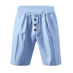 Men’s Linen Beach Shorts Washed Button Fly Relaxed Fit Five-Point Shorts | YH-WW9
