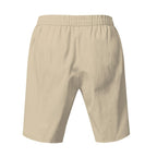 Men’s Linen Beach Shorts Washed Button Fly Relaxed Fit Five-Point Shorts | YH-WW9