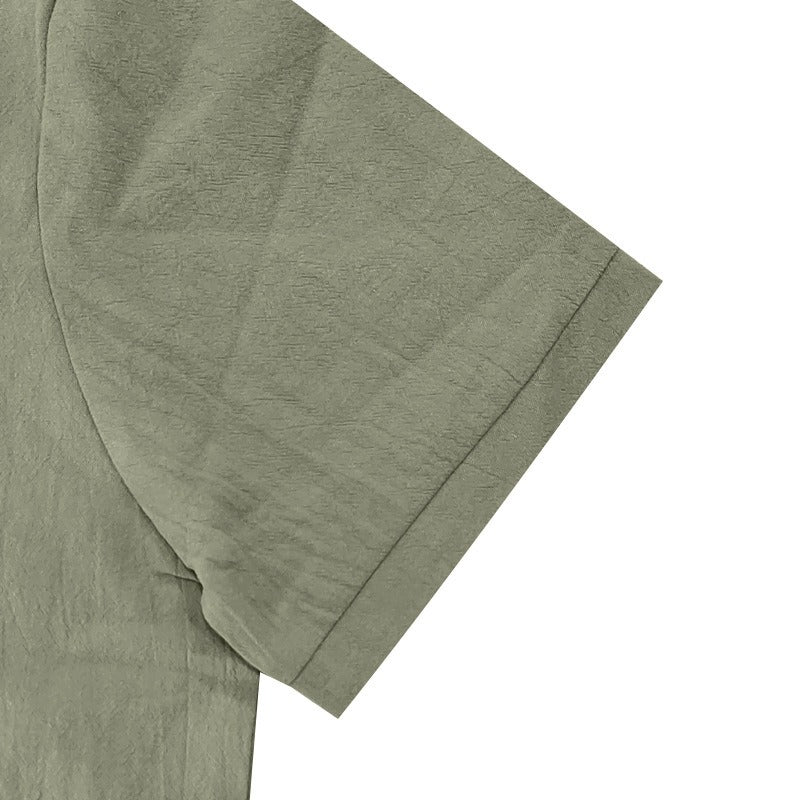 Men’s British Gentleman Style Loose-Fit Linen Polo Shirt Summer Short Sleeve | YHBKCS-20