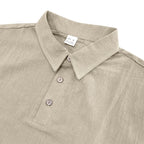 Men’s British Gentleman Style Loose-Fit Linen Polo Shirt Summer Short Sleeve | YHBKCS-20