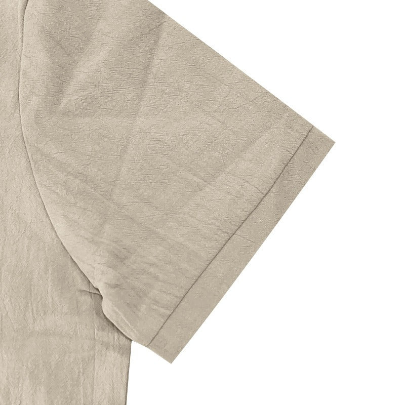 Men’s British Gentleman Style Loose-Fit Linen Polo Shirt Summer Short Sleeve | YHBKCS-20