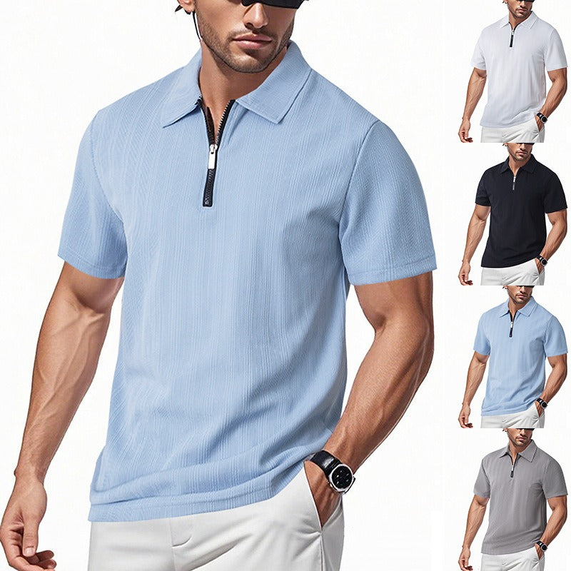 Men's Slim-Fit Stretch Jacquard Polo Shirt – 2025 Spring/Summer Casual Top | YHZH-17