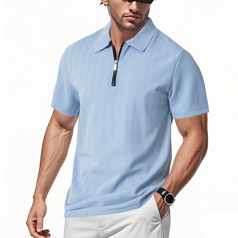 Men's Slim-Fit Stretch Jacquard Polo Shirt – 2025 Spring/Summer Casual Top | YHZH-17