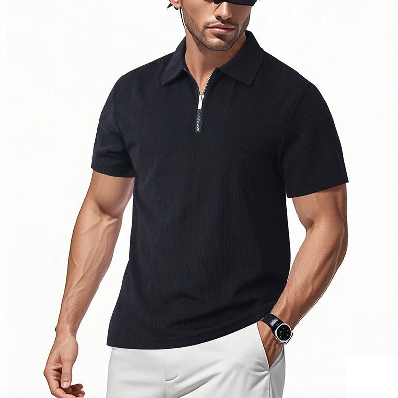 Men's Slim-Fit Stretch Jacquard Polo Shirt – 2025 Spring/Summer Casual Top | YHZH-17