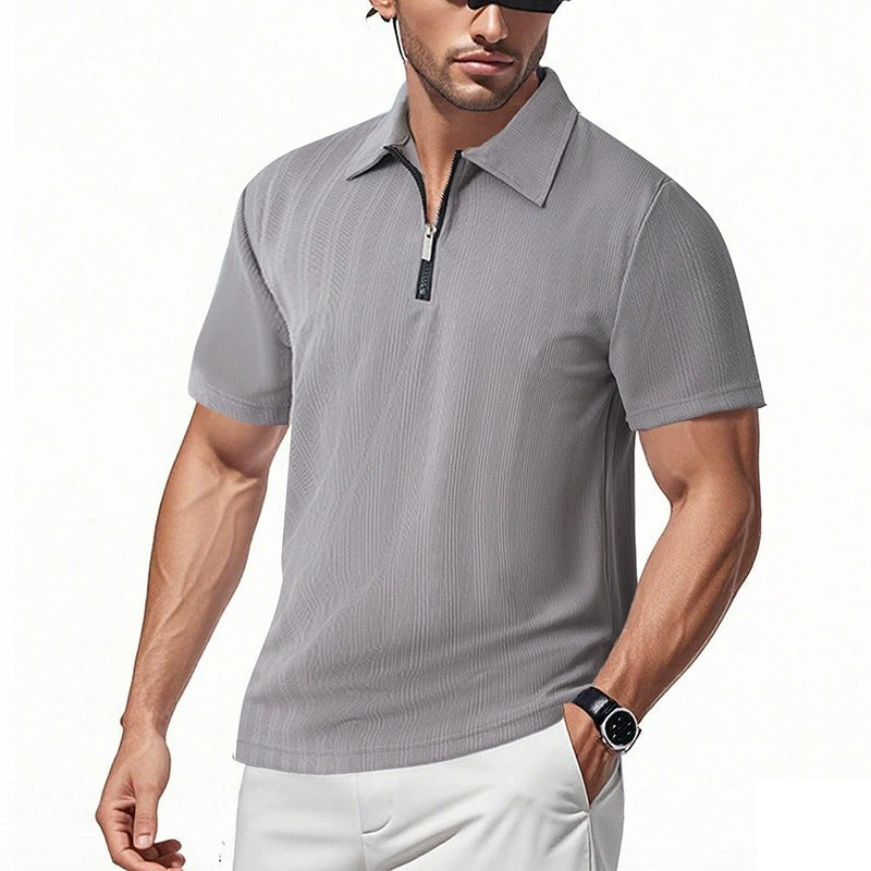 Men's Slim-Fit Stretch Jacquard Polo Shirt – 2025 Spring/Summer Casual Top | YHZH-17