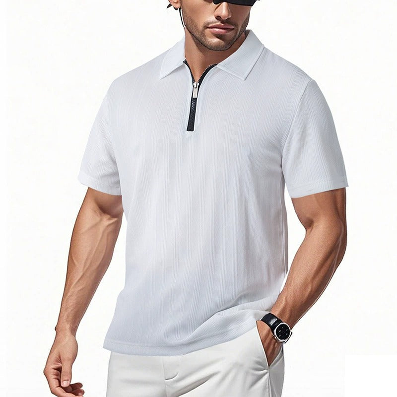 Men's Slim-Fit Stretch Jacquard Polo Shirt – 2025 Spring/Summer Casual Top | YHZH-17