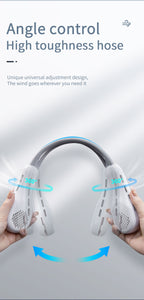Summer Neck Fan Wearable Hands Free Bladeless Cooling Fans LED Colored Light 3 Speed 360° Wind Direction Adjustment Rechargeable Portable Air Con| S57
