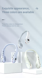 Summer Neck Fan Wearable Hands Free Bladeless Cooling Fans LED Colored Light 3 Speed 360° Wind Direction Adjustment Rechargeable Portable Air Con| S57