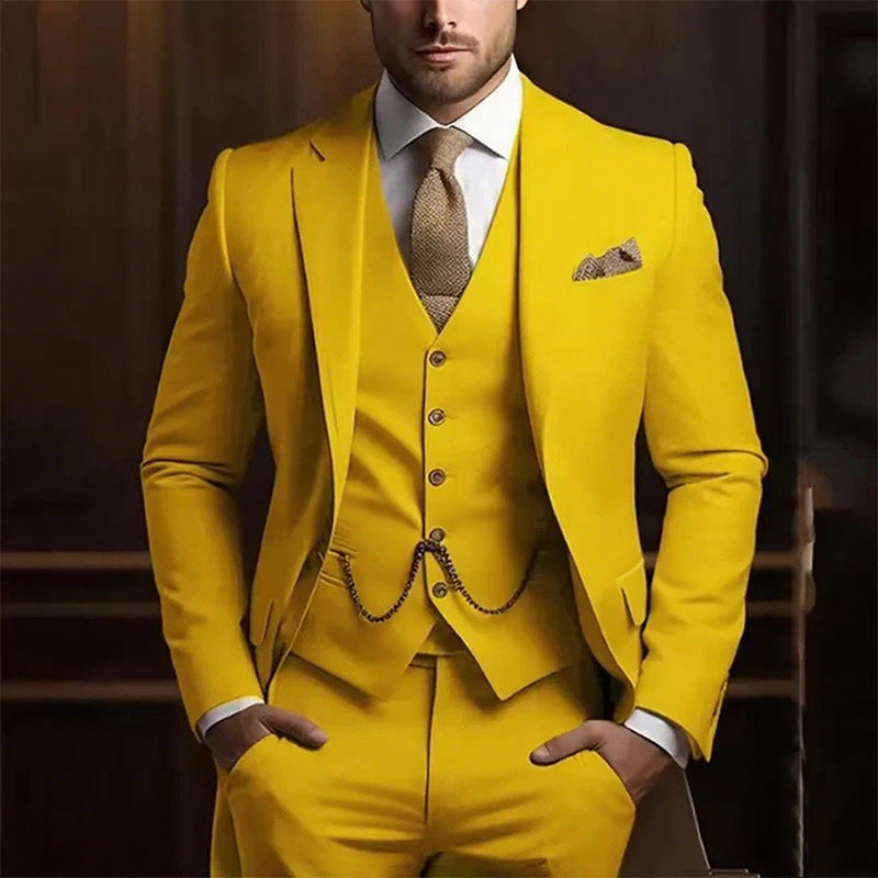 Premium 3-Piece Suit Set | Men’s Wedding & Banquet Suit with Vest | Tailored Fit Formal Wear in 20 Colors