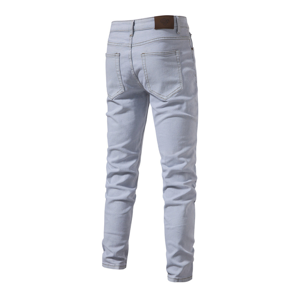 Men's Jeans Pants Casual Autumn Male Ripped Skinny Stretch Trouser Pants | ZH10