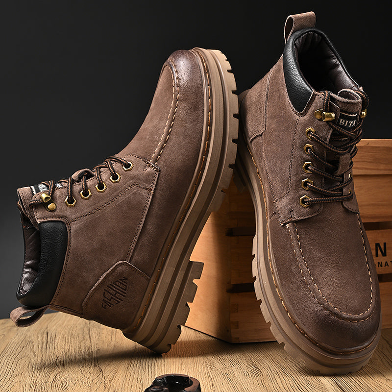 Men's Leather Outdoor Work Shoes Autumn & Winter Casual Martin Boots | 88093