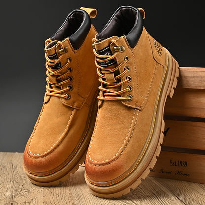 Men's Leather Outdoor Work Shoes Autumn & Winter Casual Martin Boots | 88093