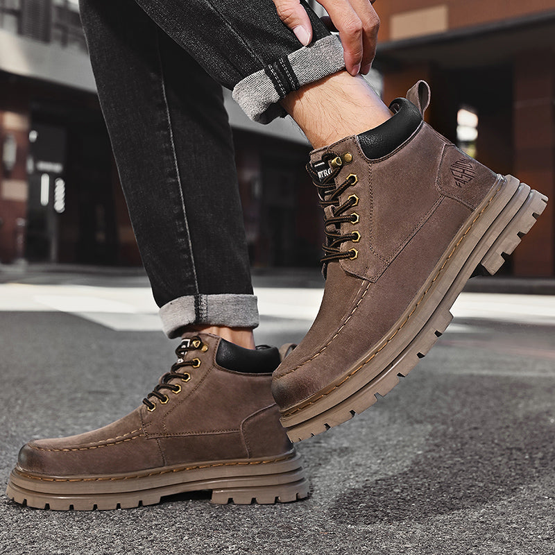 Men's Leather Outdoor Work Shoes Autumn & Winter Casual Martin Boots | 88093