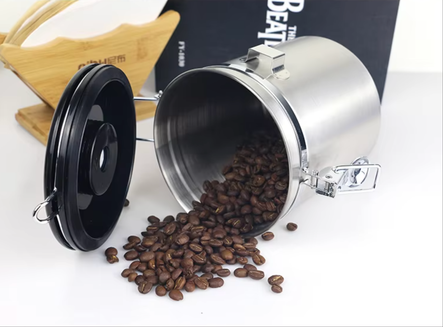 Stainless Steel Coffee Canister – Airtight Storage with CO₂ Valve & Date Tracker (1.5L / 1.8L) | NB-MFG