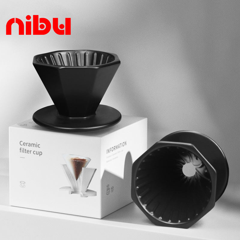 Octagonal Ceramic Coffee Dripper – 1–2 & 1–4 Cup Pour Over Filter Cone UK | NB-0804