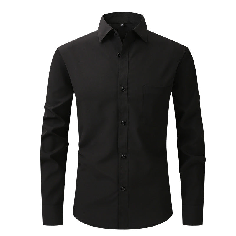 Men Elasticity Formal Dress Shirt Long Sleeve Wedding Slim Fit Non-iron Shirts Top | W7