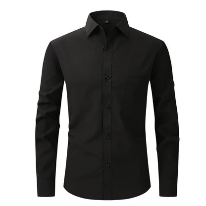 Camicia da uomo elasticizzata formale a maniche lunghe da sposa slim fit, non stirabile | W7 