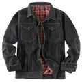 Men's Large Size Western Plaid Flannel Trucker Jacket Casual Denim Outerwear Jacket | 3270